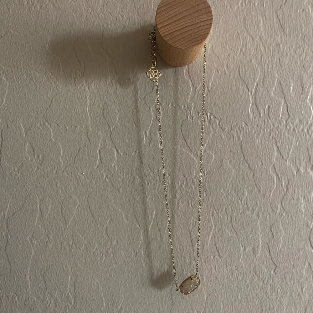 brand new kendra scott necklace! gold! white stone.